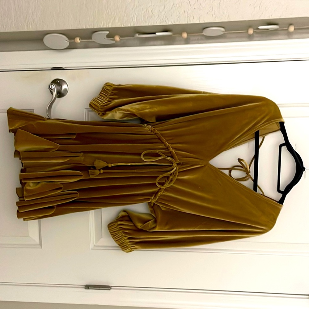 Mustard velvet dress